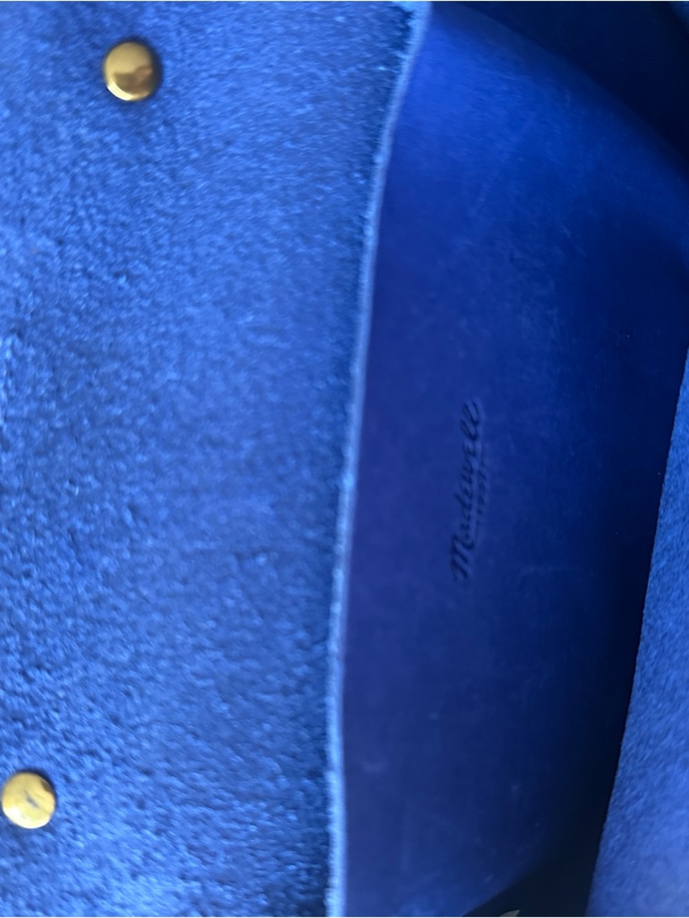 Madewell Blue Suede Satchel with Gold-Tone Clasp - Picture 5 of 7